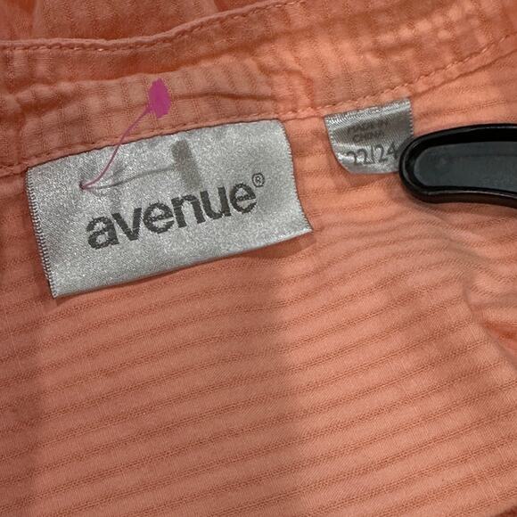 Avenue Button Shirt Women Plus Size 22 24 Peach 100% Cotton Boho Minimalist - Picture 3 of 8